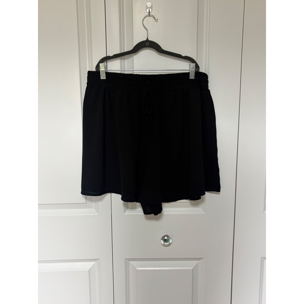 Unbranded Black Flowy High Waisted Smocked Waist Shorts Plus Size 5XL